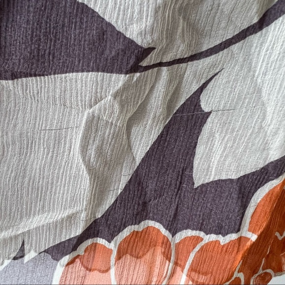 Tabitha Orange Grey Cream Floral Print 100% Silk Career Sleeveless Blouse size 2 - Picture 4 of 4